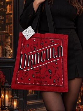 Bram Stoker Dracula Red Gothic Halloween Tote Bag